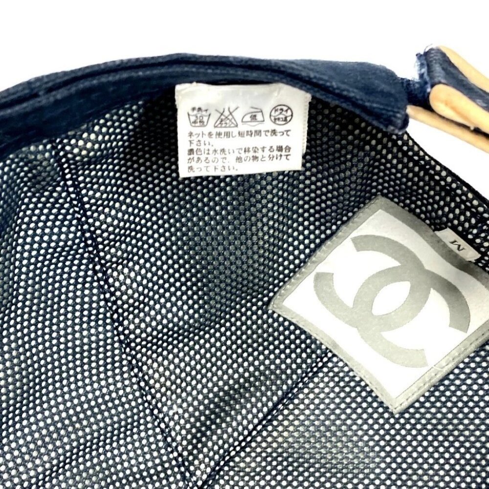 CHANEL Sports CC CC Mark logo hat cap baseball cap cotton Navy/Red - Picture 7 of 16